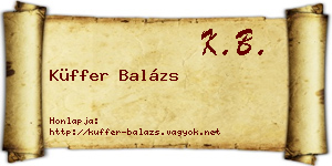 Küffer Balázs névjegykártya